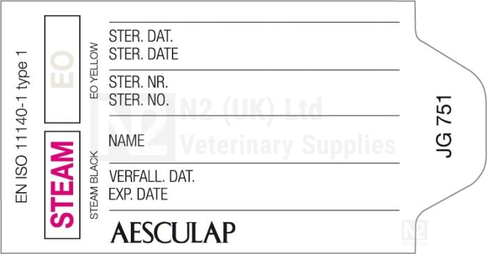 Indicator Label with Process Indicator for Steam Sterilization - 67mm Length. 100 Pack