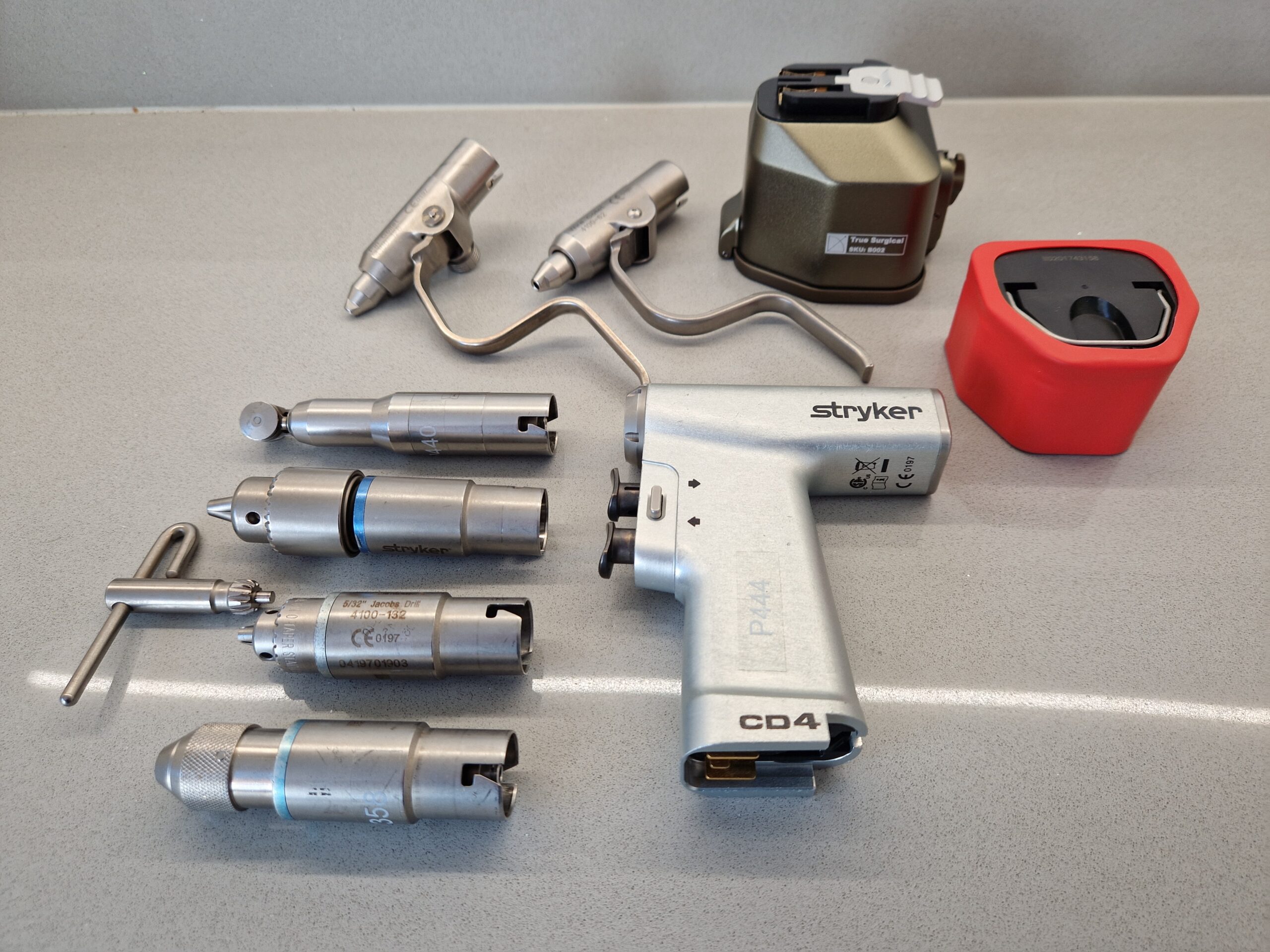 Stryker CD4 Small Battery Handpiece, Batteries, Charger, and Attachments